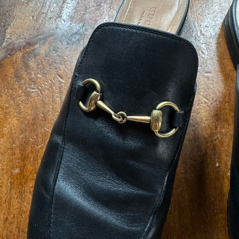 Gucci Black Leather Horsebit Princeton slides slipper - Picture 7 of 9